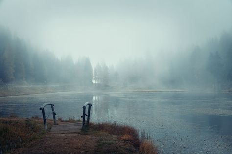 Misty Lake – Songquan Photography Spooky Lake Aesthetic, Creepy Lake, Winternight Trilogy, Lake Aesthetics, Italy In October, Dark Lake, Foggy Lake, Blue Beard, Cullen Rutherford