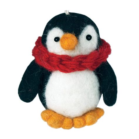 Felt Penguin Ornament - Wild Woolies (H) Felt Penguin, Artisan Decor, Penguin Ornaments, Holiday Tags, Felt Christmas Ornaments, Christmas Penguin, Country Store, Hand Felted, Holiday Ornament