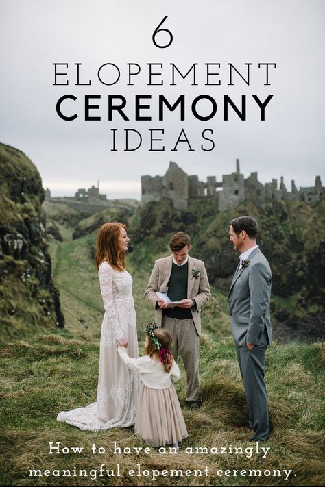 What should you do in your elopement ceremony? How to have an amazingly meaningful elopement ceremony. Elopement inspiration. 6 ideas for your elopement ceremony. #elope #elopement #ceremony #weddingelopement #wedding #weddingdress Wedding Dresses Ireland, Elopement Ceremony Ideas, Ceremony Script, Ireland Elopement, Wedding Ceremony Script, Outdoor Elopement, Elopement Planning, Private Wedding, Ireland Wedding