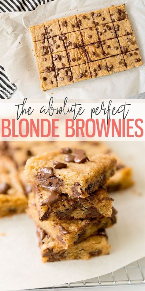 Baking Terminology, Blonde Brownie Recipe, Blonde Brownie, Cracker Pie, Blonde Brownies, Cooking With Karli, Resep Brownies, Chocolate Chip Blondies, Quick Dessert Recipes