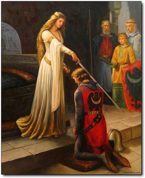 Knights oil painting,Knight oil painting,The Accolade by Leighton ... The Accolade, Royal Marriage, Military Aesthetic, Castle Pictures, Medieval Paintings, Eclectic Witch, Pre Raphaelite, Background Pictures, Woman Painting