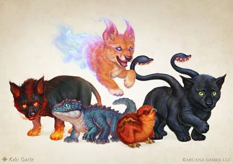 Bonded Pets Fantasy Animal Companion, Fantasy Companion Animals, Fantasy Familiars Animals, Cute Mythical Animals, Fantasy Pets Mythical Creatures, Cute Fantasy Creatures Art, Fantasy Familiar, Dnd Familiar, Dnd Pets