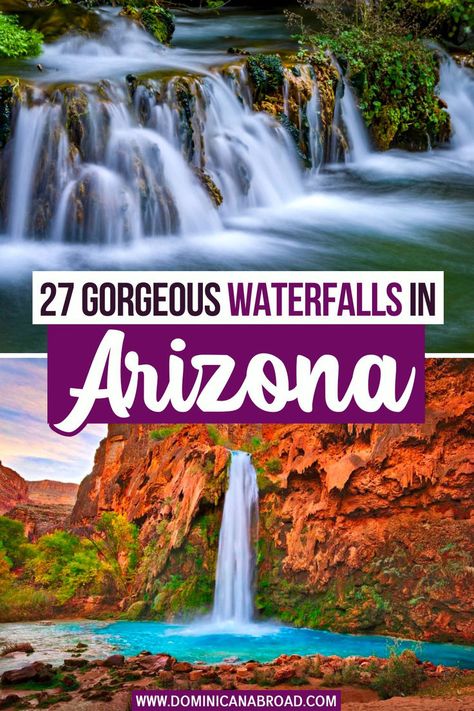 27 Gorgeous Waterfalls in Arizona Arizona Waterfalls, Hikes In Arizona, Arizona Bucket List, Grand Canyon Rafting, Grand Falls, Arizona Adventure, Arizona Vacation, Lower Antelope Canyon, Havasu Falls