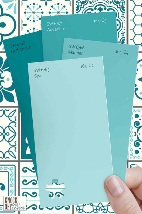 Sw Turquoise Paint Colors, Seafoam Blue Paint, Turquoise Paint Colors Sherwin Williams, Best Aqua Paint Color, Aqua Pallete Color, Cyan Paint Color, Soft Bedroom Paint Colors, Ocean Colors Bedroom, Aqua Interior Design