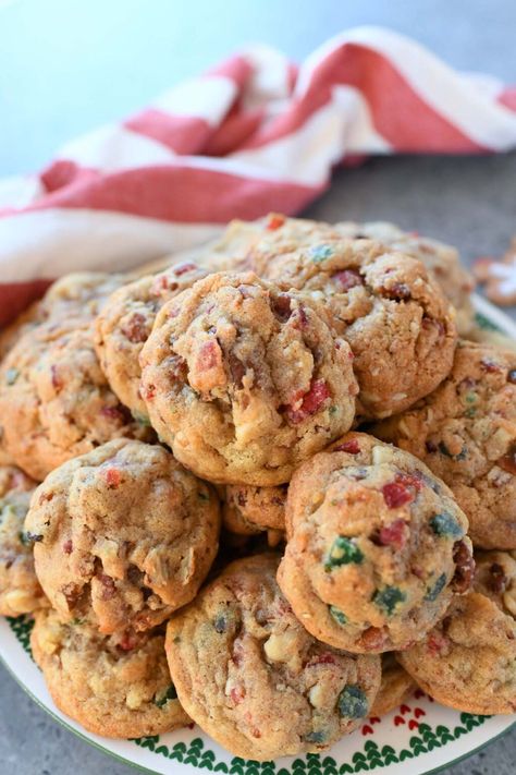 The Best Chewy Fruitcake Cookies - Savvy Saving Couple Fruitcake Cookies Recipe, Lava Cake Recipe Easy, Coconut Pecan Cookies, Fruitcake Cookies, Classic Holiday Desserts, Fruit Cake Cookies, Pumpkin Spice Cookies, Oatmeal Cookies Chewy, Cake Mix Cookie Recipes