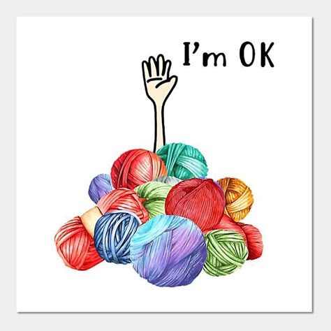 Ok Sticker, Knitting Shirt, Crochet Quote, Crochet Tee, Knitting Humor, Knitters Gifts, Crochet Humor, Crochet And Knitting, I'm Ok