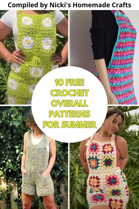 Discover a delightful collection of free crochet patterns for overalls, ranging from charming doll overalls to cozy baby overalls and stylish adult overalls. These patterns are designed to be beginner-friendly, making them perfect for crocheters of all skill levels. Many of the patterns include helpful video tutorials, providing step-by-step guidance to ensure success. #crochetoveralls #crochet #nickishomemadecrafts #crochetpattern Crochet Suspender Skirt Pattern Free, Overall Crochet Pattern Free, Diy Overalls Into Dress, Granny Square Overalls Free Pattern, Crochet Baby Overalls Free Pattern, Free Beginner Friendly Crochet Patterns, Crochet Shortalls, Crochet Romper Adult Free Pattern, Crochet Overalls Free Pattern