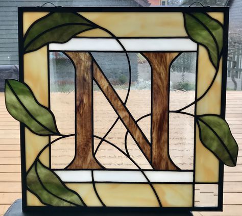 Letter Stained Glass Pattern, Stained Glass Initials, Stained Glass Lettering, Stained Glass Letters Alphabet Patterns, Stained Glass Sign, Celtic Stained Glass Patterns, Stained Glass Letters, Celtic Stained Glass, Initial N