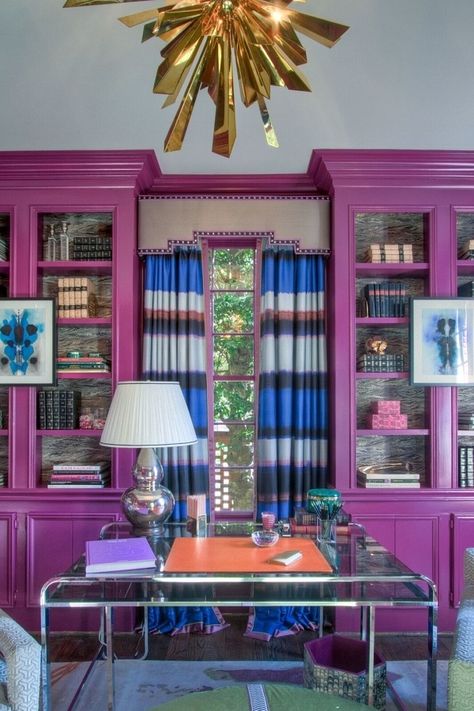 Lindsey Coral Harper Purple Furniture, Home Theaters, Apartment Makeover, Bright Homes, Decor Buy, Maximalism, Office Room, A Living Room, Interior Ideas