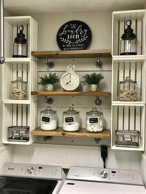 Diy Laundry Room Decor, Laundy Room, Rustic Laundry Rooms, Dream Laundry Room, Crate Ideas, Laundry Room Renovation, Farmhouse Laundry Room, Laundry Room Remodel, Laundry Room Inspiration