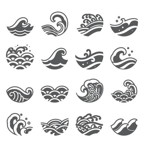 Logo Surf, Wave Icon, Waves Symbol, Icon Tattoo, Sea Logo, Japanese Icon, Water Symbol, Whatsapp Logo, Wave Drawing