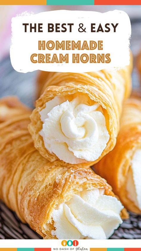 Easy Cream Horns Recipe, Wisconsin Cream Puff Recipe, Homemade Cream Horns Recipe, Filling For Cream Horns, Cream Horns Filling, Homemade Cream Horns, Cream Horn Recipe, White Cream Donut Filling, Creme Horns Puff Pastries