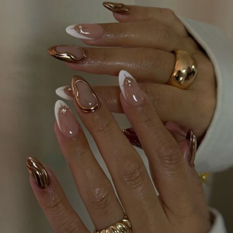 10Pcs Press On Nails 2024 New Nials Ballet INS Y2K Style Grace French Handmade 3D Short Almond Fake Basic Nails Almond, Cursed Nails, Almond Nails With Gold, Ethereal Nails, Fake Nails Designs, Almond Nails Designs, Nail Swag, White Nail, Minimalist Nails