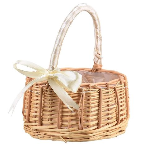 PRICES MAY VARY. 【Premium Material】Our flower girl basket is made of high quality hand woven rattan material, long-lasting and lightweight, this flower basket adds a natural feeling to the wedding, it matches well with the flower girl dresses and wedding scene. 【Product Size】Two sizes to choose from: small size, diameter 5.9 inches / 15cm, height with handle 7.5 inches / 19cm. Large size, diameter 7.5 inches / 19cm, height with handle 8.6 inches / 22cm. Enough space to hold petals or small flowe Flower Basket Flower Girl, Boho Wedding Flower Girl Basket, Wicker Flower Basket, Small Wicker Basket, Flower Girl Basket Rustic, Rattan Flower, Wicker Baskets With Handles, Small Flower Arrangements, Boho Flower Girl