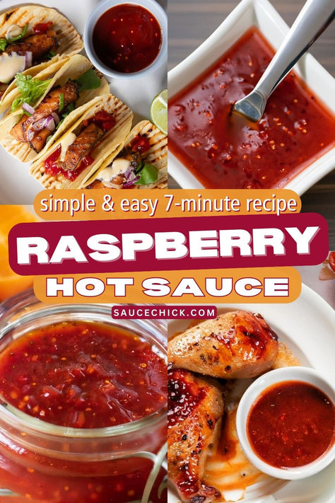 Raspberry Hot Sauce Recipe Hot Raspberry Sauce, Fruity Hot Sauce Recipe, Sweet Hot Sauce Recipe, Fruit Hot Sauce, Cherry Bomb Pepper, Condiments Recipes, Hot Sauce Recipe, Hot Sauce Recipes, Gluten Free Chili