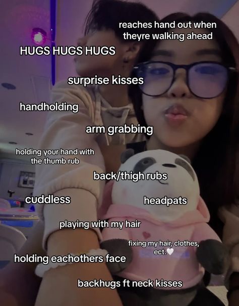 Types Of Physical Touch, Bf Physical Touch, How To Hug Your Crush, Hugs And Kisses Teen Couples, I Love Physical Touch, Different Types Of Cuddling, Types Of Hugs Couple, Touch Love Language Aesthetic, Cute Imagines Boyfriends