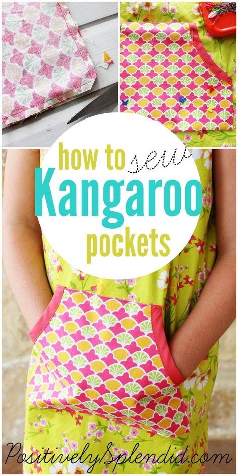 How to sew a kangaroo pocket. These are so fun for adding a decorative touch to tops, dresses and more! Repurposing Clothes, Tips Menjahit, Upcycling Clothing, Couture Bb, Sewing Pockets, Boutique Ideas, Simple Sewing, Beginner Sewing Projects Easy, Sewing Projects For Beginners