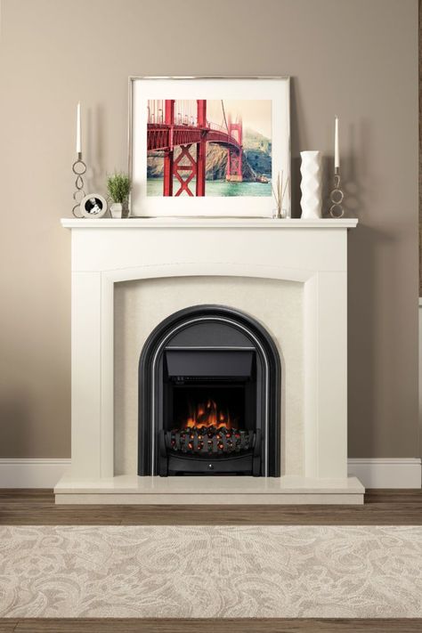 Cosy Evening, Inset Electric Fires, Black Arch, The Flare, Fire Surround, Electric Fire, Beige Living Rooms, Electric Fires, Traditional Design