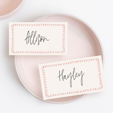 Hand Drawn French Vintage Wedding Name Flat Place Card Vintage Wedding Name Cards, Dinner Party Name Cards, Name Cards Wedding Table, Wedding Name Place Ideas, Diy Wedding Place Cards, French Vintage Wedding, Stanly Ranch, Wedding Name Place Cards, Bday Brunch