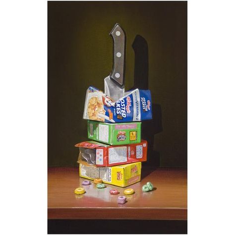 Donuts Chocolate, Art Puns, Breakfast Donuts, Visual Puns, Still Life Artists, Cereal Killer, Cereal Boxes, Collage Drawing, Still Life Art