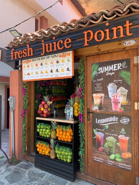 Fruit Shop Design Ideas Juice Bars, Outdoor Juice Bar Design, Juice Bar Design Interiors, Juice Business Ideas, Smoothie Bar Ideas, Juice Shop Interior, Juice Bar Design Ideas, Mobile Juice Bar, Juice Shop Design