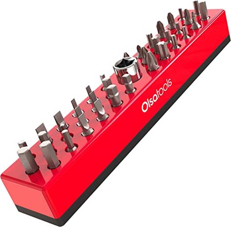 Amazon.com: Olsa Tools Hex Bit Organizer with Strong Magnetic Base | Magnetic Hex Bit Organizer for Your Specialty, Drill or Tamper Bits (Red) | Magnetic Bit Holder | Hex Holder | Professional Grade : Automotive Bit Organizer, Socket Trays, Wrench Holder, Wrench Organizer, Magnetic Drill, Socket Organizer, Pry Bars, Tool Cart, Socket Holder