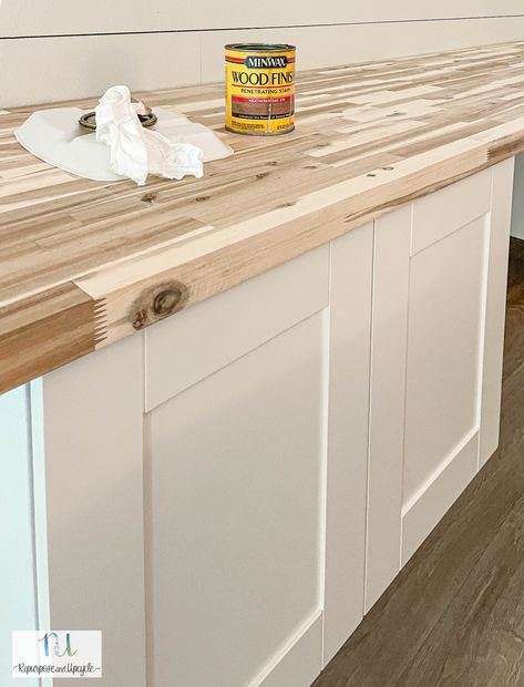 Acacia Countertop Butcher Blocks, Staining Butcher Block Countertops, Butcher Block Countertops Stain, Butcher Block Stain Colors, Butcher Block Countertops White Cabinets, Butcher Block Desk Top, Diy Butcher Block Island, Acacia Butcher Block Countertops, Butcher Block Cabinets