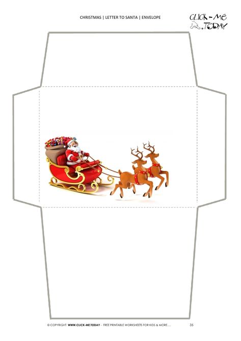 Christmas Envelopes Printable, Santa Claus With Sleigh, Christmas Envelope Template, Free Printable Envelopes, 3d Santa Claus, Envelope Printable, Christmas Wrapping Diy, Envelope Template Printable, Santa Claus Letter