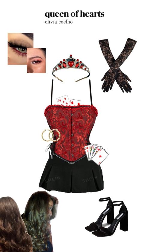 Corset Halloween Costumes, Queen Of Hearts Halloween Costume, Queen Of Hearts Halloween, Fashion Costume Halloween, Horror Halloween Costumes, Classy Halloween Costumes, Queen Of Hearts Costume, Trio Halloween Costumes, Hot Halloween Outfits