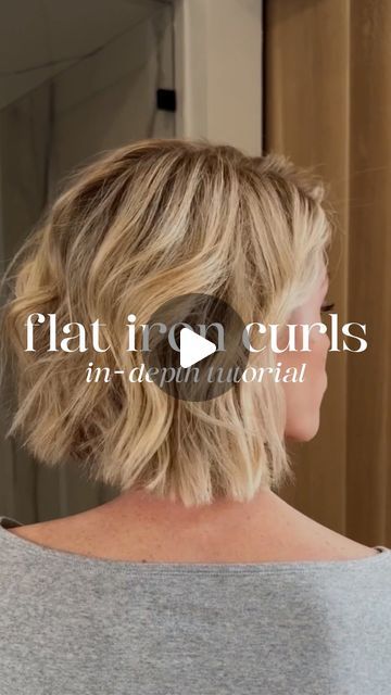 Curling A Bob With A Flat Iron, How To Curl Your Own Hair With Flat Iron, Wavy Hair With A Flat Iron, Flat Iron Bend Waves, How To Style Jaw Length Hair, Curling Iron Bob Hairstyles, How To Get Soft Curls With A Flat Iron, Bob Curls Tutorial, Straight Iron Curls Short Hair