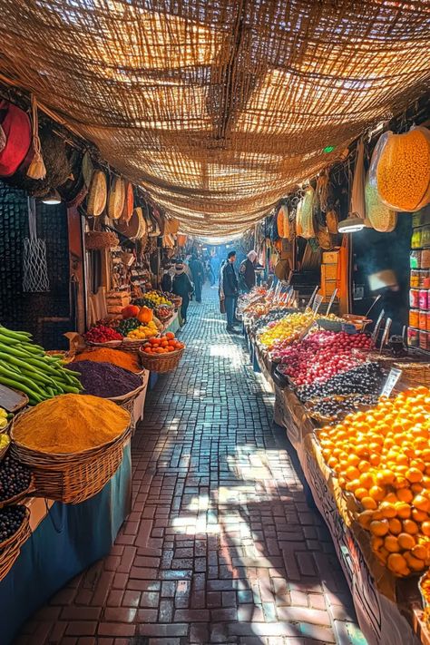 Discover the incredible flavors and unique experiences offered by food markets in Marrakech, Morocco! From bustling stalls filled with aromatic spices to fresh produce and humble eateries, this culinary adventure will leave your taste buds dancing. Learn about the different types of local foods, the best times to visit, and how to navigate the vibrant atmosphere. Whether you're a foodie or just curious about Moroccan cuisine, Marrakech's food markets represent a must-visit experience filled with cultural depths. Plan your tasty outing now! Marrakech Morocco Aesthetic, Marrakech Food, Marrakech Souk, Morocco Chefchaouen, Marrakech Style, Morocco Aesthetic, Marrakech Travel, Moroccan Culture, Traditional Market