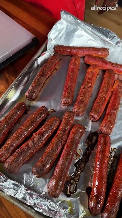 Crispy hot dogs. What a concept right? Roscoe tries his hand at the viral recipe for Burnt-End Hot Dogs. Burnt Ends Hotdogs In Oven, Hot Dog Burnt Ends In Oven, Hot Dog Burnt Ends, Butternut Curry, Chili Dog Chili Recipe, Baked Pork Ribs, Dogs Recipes, Baked Hot Dogs, Sweet Chili Sauce Recipe