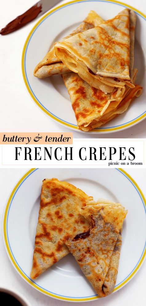 Crepe Station, Crepe Batter, How To Make Crepe, French Crepes, French Breakfast, Brunch Food, Butter Bread, Crepe Recipes, A Broom