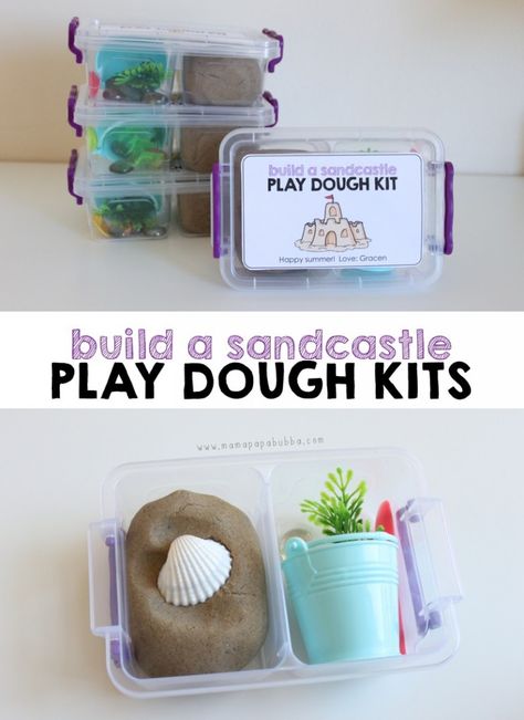 Build a Sandcastle Play Dough Kits - Mama. Papa. Bubba. Play Dough Kits, Diy Play Doh, Play Doh Kits, Playdough Kits, Busy Boxes, Invitation To Play, Play Dough, Gifts For Brother, Diy Toys