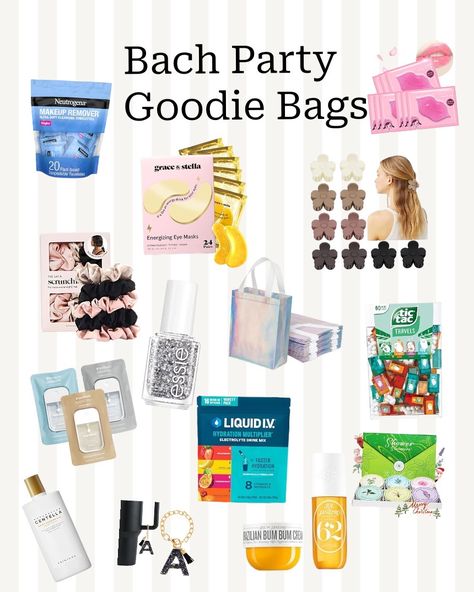 Some useful and affordable goodies for bachelorette goodie bags. Girls Trip Party Favors, Bachelorette Gift Bag Ideas, Bachelorette Goody Bag Ideas, Goodie Bag Ideas For Adults, Bachelorette Goodie Bags, Bach Gift, Bachelorette Gift Bags, Goodie Bag Ideas, Bachelorette Party Favors