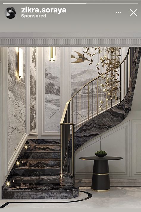 Modern Classic Stairs, Stairs Side Wall Design, Stair Decorating Ideas, Staircase Wall Design Modern, Stair Railing Modern, Stair Runner Ideas, Stairs Wall Design, Staircase Wall Design, درابزين السلم