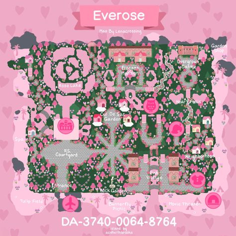 Brooke ♡ on Twitter: "Surprise 🥳 Welcome to Everose, an elegant overgrown rose garden island 🌷🌸💕 Map by @/Lena crossing on IG 💗 #AnimalCrossingNewHorizons #ACNH #acnhinspo #acnhdreamaddress… https://t.co/6Ld0S2eJ4u" Acnh Nana, Acnh Areas, Kawaii Acnh, Kawaii Island, Fairy Island, Cottagecore Animal Crossing, Animal Crossing Pc, Dream Address, Acnh Inspiration