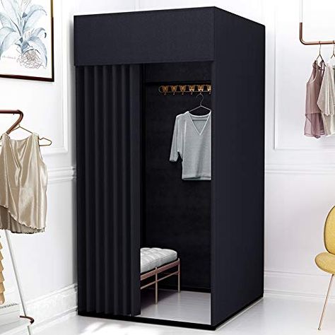 PRICES MAY VARY. 【STURDY PORTABLE】The fitting room uses a metal frame, which is strong and stable, strong load-bearing; light weight, small size, easy to carry and move locker room 【LARGE SPACE】39x39x78in The fitting room is designed to increase the space, which can accommodate 2-3 people, allowing you to change clothes comfortably without worrying about the compact space. 【SHADING FABRIC】Polyester fiber fabric with natural drape, smooth and soft fabric, shading about 90%, which can effectively Partition For Office, Store Fitting Room, Portable Dressing Room, Rails Clothing, Clothing Store Interior, Fitting Room, Frame Shelf, Room Display, Floor Cloth