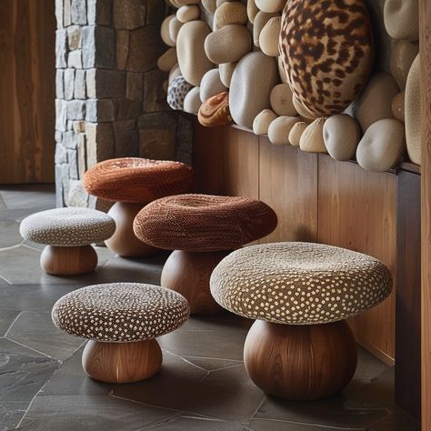 🍄🍄‍🟫 mushroom stools / pouf . . . #matteomugnai #midjourneyfurniture #midjourneyfurnituredesign #aiart #poufottoman #stooldesign #furnituredesignuk #mushroomart #mmdesignstudiouk #furnituredesignerlondon #interiordesign #supermario #woodworkcraft #upholstery #designart Mushroom Furniture, Mushroom Stool, Unique Furniture Pieces, Poufs & Ottomans, Stool Design, Diy Home Furniture, Upholstered Ottoman, Hospitality Design, Furniture Designer