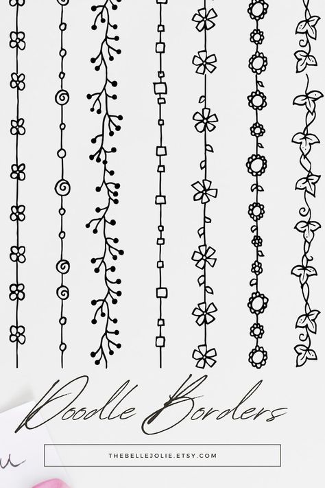 Hand Drawn Border Planner Clipart Floral Divider SVG Doodle Page Border Floral Text Divider Wedding Art Flower Border Clipart Teacher - Etsy Hand Drawn Borders Doodles, Decorative Border Drawing, Bujo Border Ideas, Border For Quotes, How To Draw Borders, Doodle Art Borders, Witchy Borders, Border Doodles Hand Drawn, Planner Doodles Ideas