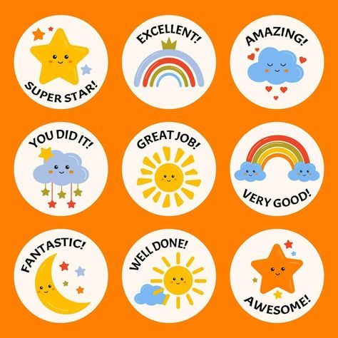 Reward Cards For Students, Great Job Stickers, Encouragement Stickers, Motivation Stickers, Preschool Charts, Teach English To Kids, Study Home, Space Themed Room, Kids Worksheets Preschool