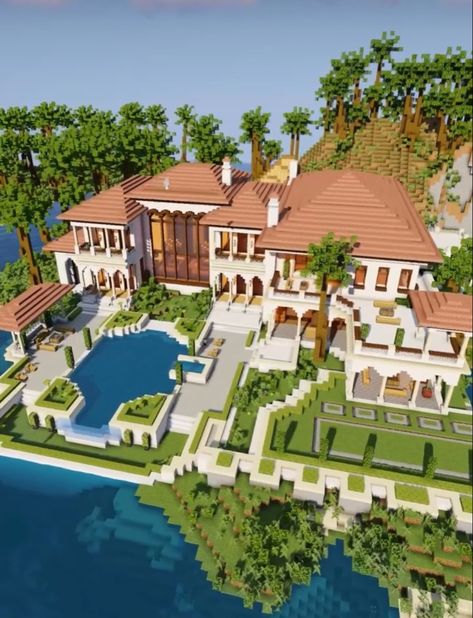 Mansions Minecraft, Big Minecraft Houses Mansions, Minecraft Mansions, Minecraft Mansion Layout, Minecraft Big House Ideas, Minecraft Mansion Ideas, Minecraft Modern Mansion, Big Minecraft Houses, Minecraft Beach House