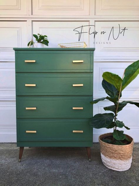 Decorate your home for cheap with these easy antique dresser hutch or table upcycle ideas. Perfect for your living room, kitchen, bedroom and entryway decor on a dime. Painted furniture color inspiration so check out the before and after makeover ideas. #hometalk Vintage Dresser In Entryway, Dresser Makeover Colorful, Laminate Dresser Makeover, Dresser Makeover Green, Dresser Makeover Ideas, Old Dresser Makeover, Stencil Dresser, Unique Dresser, Simple Bed Frame