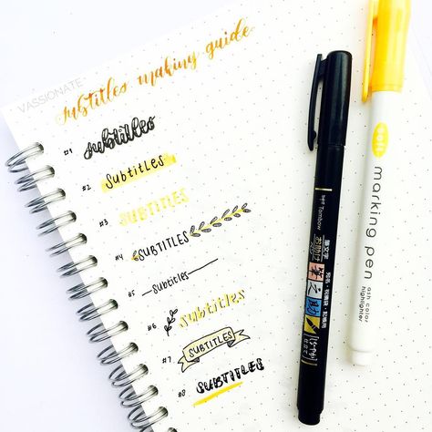 Subtitle making guide! ✨✨ Aesthetic Subtitles Notes, Subtitle Ideas, Journal Headers, Bullet Journal Titles, Bullet Journal Headers, Bullet Journal Key, Bullet Journal Font, Bullet Journal Quotes, Bullet Journal Banner