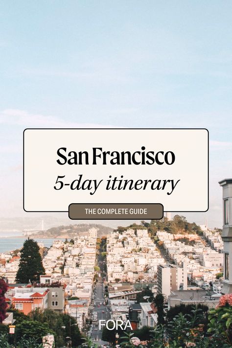 Spend 5 amazing days in San Francisco using this ultimate 5-day travel itinerary for one of California's most popular cities! Fora travel advisors give you all the tips to complete your dream vacation checklist, along with hidden gems on where to eat and stay during your trip to San Francisco. Find out how to pay the same (no, really!) and get WAY more when you have a Fora advisor plan your trip to San Francisco at foratravel.com. San Francisco Weekend Trip, Travel Agent Career, Trip To San Francisco, Vacation Checklist, California Academy Of Sciences, Japanese Tea Garden, Us Travel Destinations, San Francisco Travel, Weekend Trip