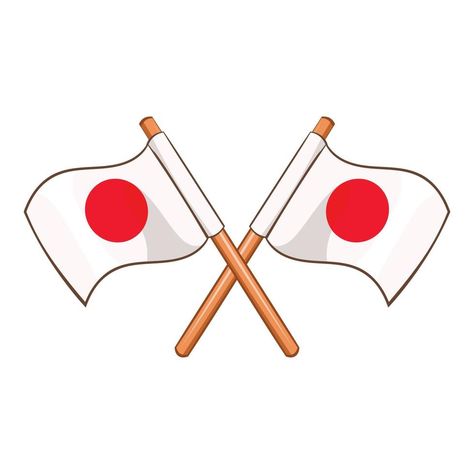 Crossed flags of Japan icon, cartoon style Japan Flag Aesthetic, Japan Theme, Japan Cartoon, Japan Icon, Japanese Flag, Cross Flag, Japan Flag, Japan Logo, Sketch Ideas