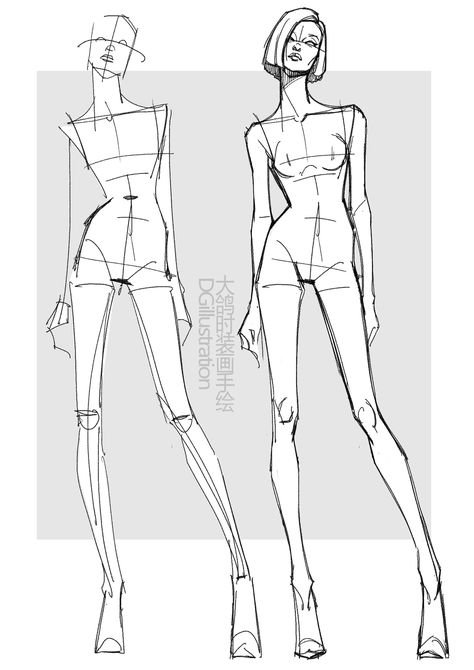 Model Drawing Reference Anatomy, Fashion Model Reference Drawing, Fashion Person Drawing, Anatomy Fashion Illustration, Fashion Design Figure Drawing, Fashion Design Reference, Model Anatomy Drawing, Fashion Drawing Figure Template, Fashion Design Model Poses