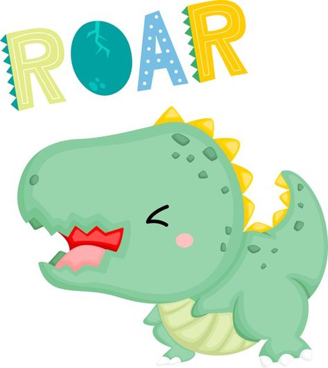 A cute baby dinosaur with a cute roaring... | Free Vector #Freepik #freevector #nature #character #cartoon #animal Dinosaur Birthday Theme, Schrift Design, Dinosaur Posters, Kids Background, Monster Characters, Baby Illustration, Baby Dino, Cartoon Monsters, Kids Vector