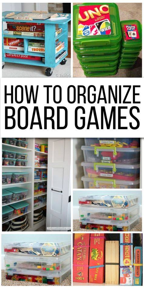 12 ways to finally get your messy board games organized featured on Kids Activities Blog. Uno Card Storage, Board Game Storage Box, Organizing Board Games, Board Game Storage Ideas, Game Storage Ideas, Board Game Collection, Board Game Room, Beautiful Valley, Puzzle Storage