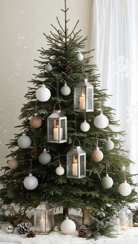 Scandinavian-Inspired Christmas Tree with Minimalist Charm Small Minimalist Christmas Tree, Christmas Hygge Decorating Ideas, Scandinavian Christmas Tree Nordic Style, Christmas Tree Nordic Style, Small Apartment Christmas Decor Ideas, Small Apartment Christmas Decor, Christmas Tree Natural, Small Apartment Christmas, Scandinavian Christmas Tree